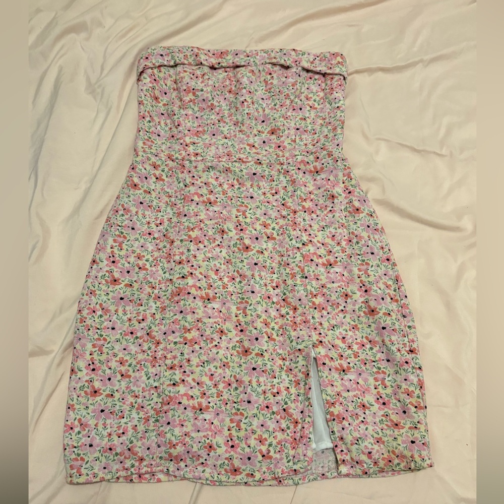 Aeropostale Strapless Floral Dress - Pink and Green